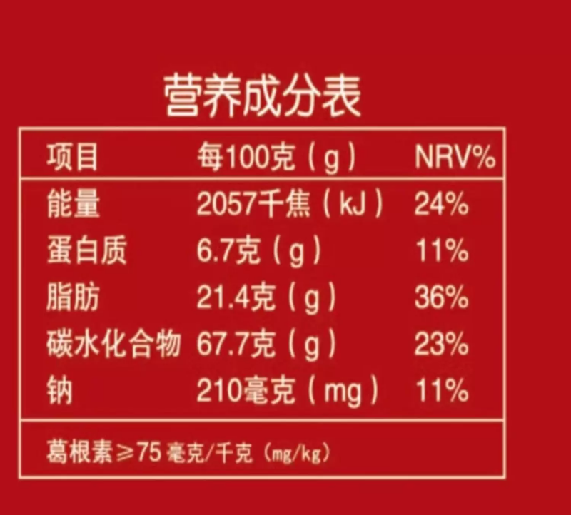 葛根酥营养成分表.png